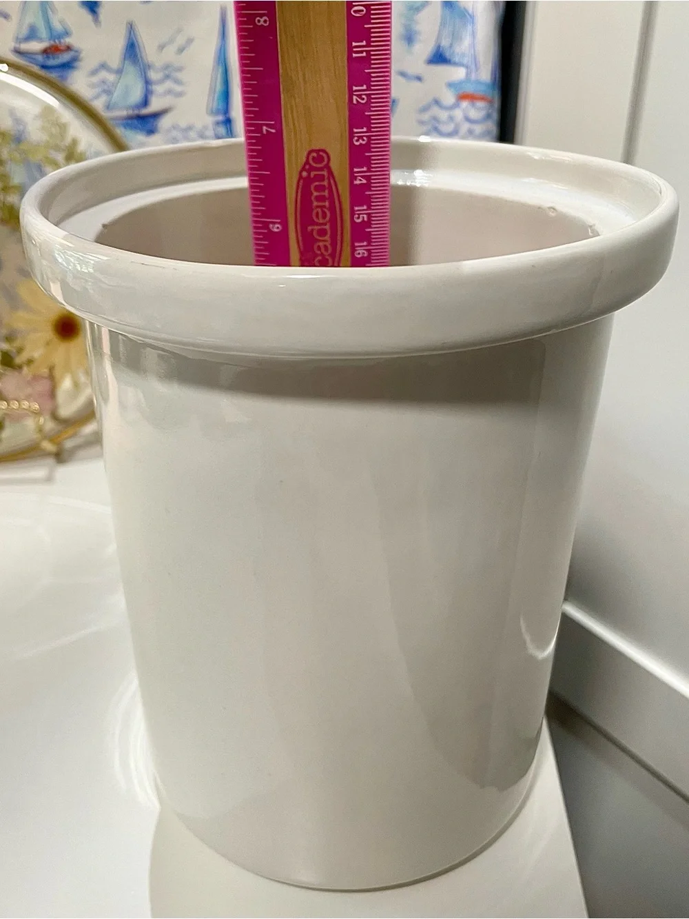 White Ceramic Kitchen Utensil Holder Crock